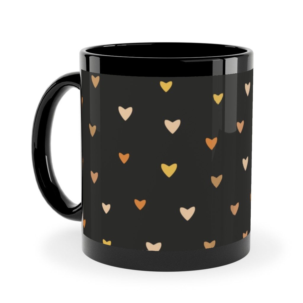 Bronze Hearts - Black Ceramic Mug, Black, , 11oz, Black, Black