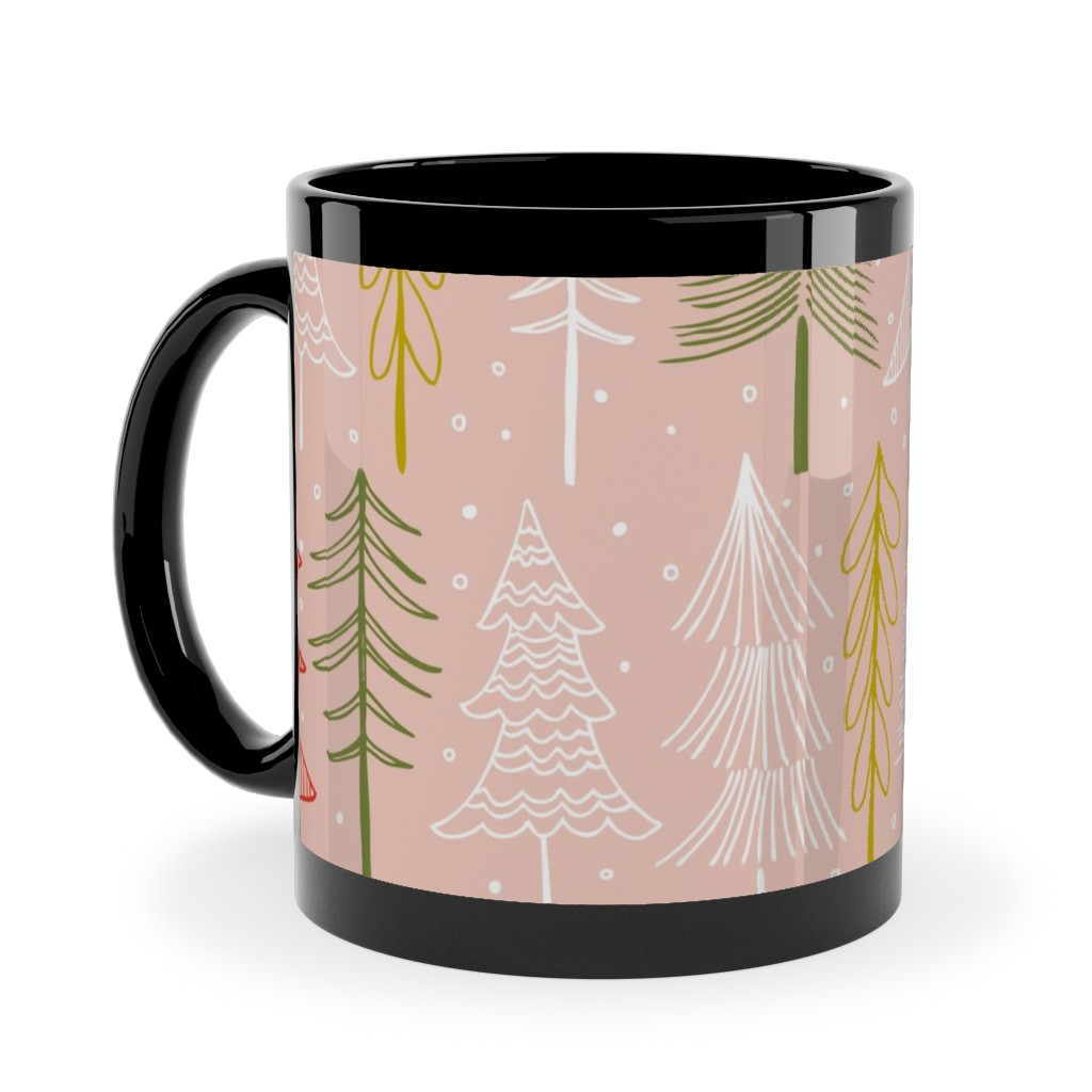 Oh' Christmas Tree Ceramic Mug, Black,  , 11oz, Pink