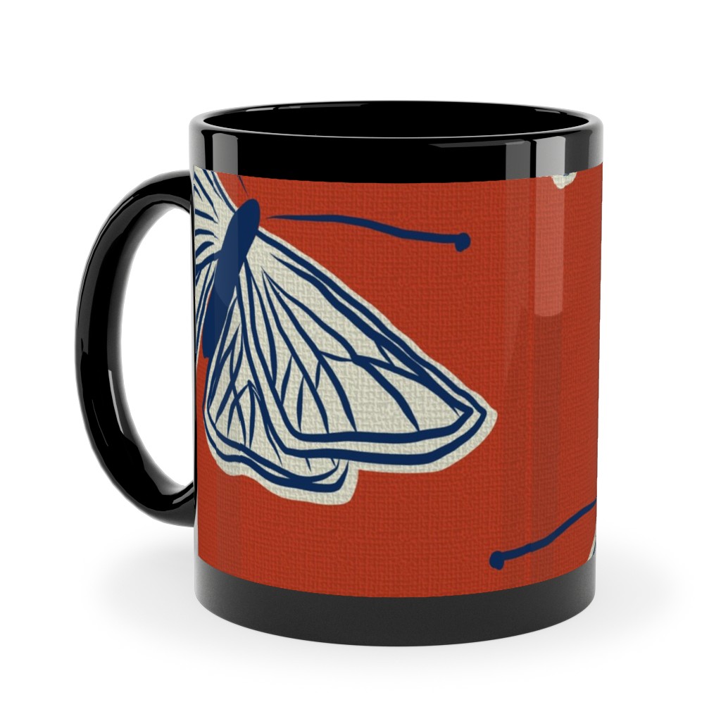 Moths - Rust Ceramic Mug, Black,  , 11oz, Red
