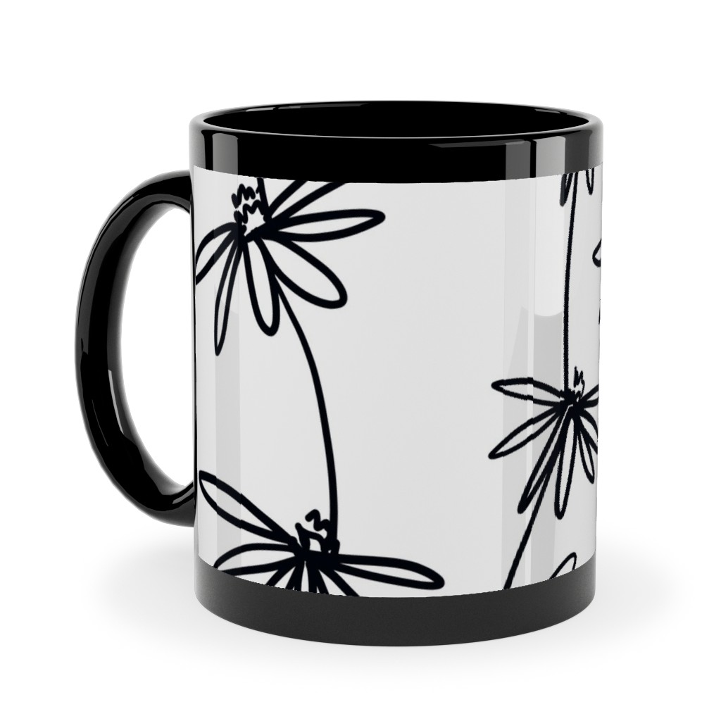 Black And White Daisy Mugs