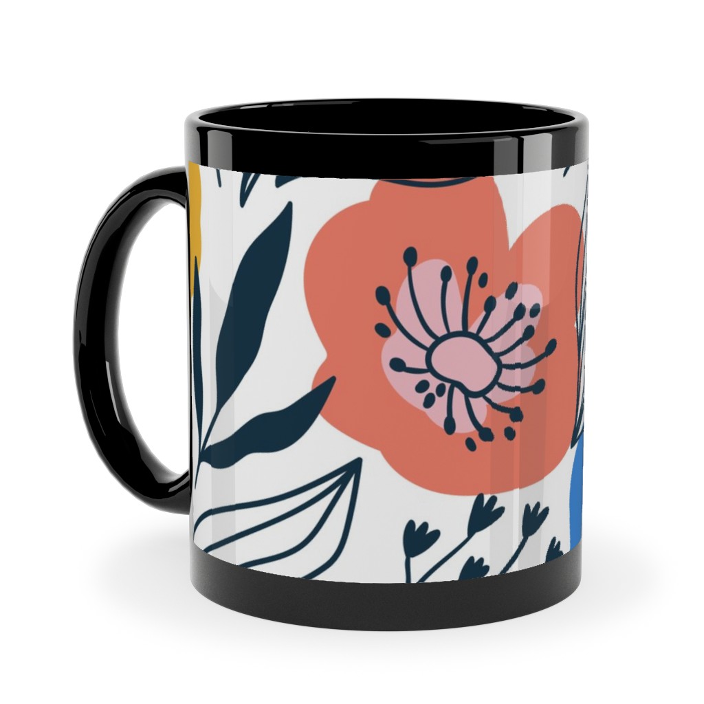 Colorful Flowers - Multi Ceramic Mug, Black, , 11oz, Multicolor