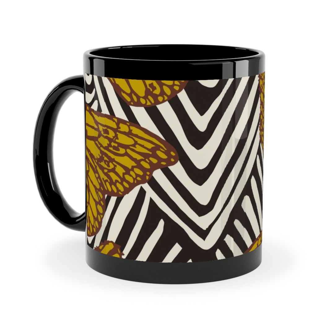 Enchanted Butterfly - Gold Ceramic Mug, Black, , 11oz, Yellow, Classic Yellow