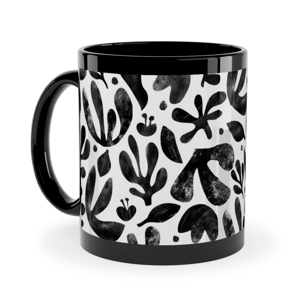Flower Cutouts - Neutral Ceramic Mug, Black, , 11oz, Black, Black