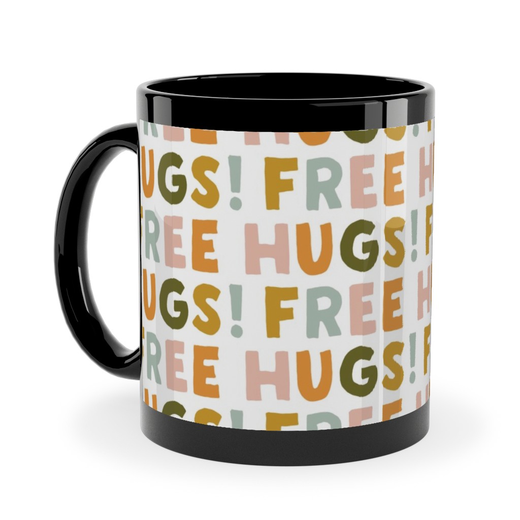 Free Hugs! - Multi Warm Ceramic Mug, Black,  , 11oz, Multicolor