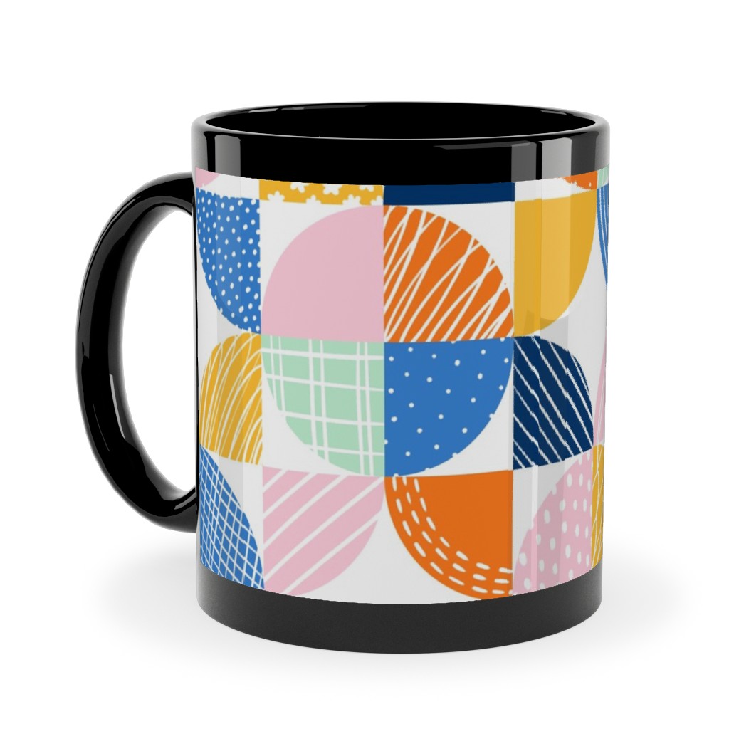 Modern Quilt Pattern - Multi Ceramic Mug, Black, , 11oz, Multicolor