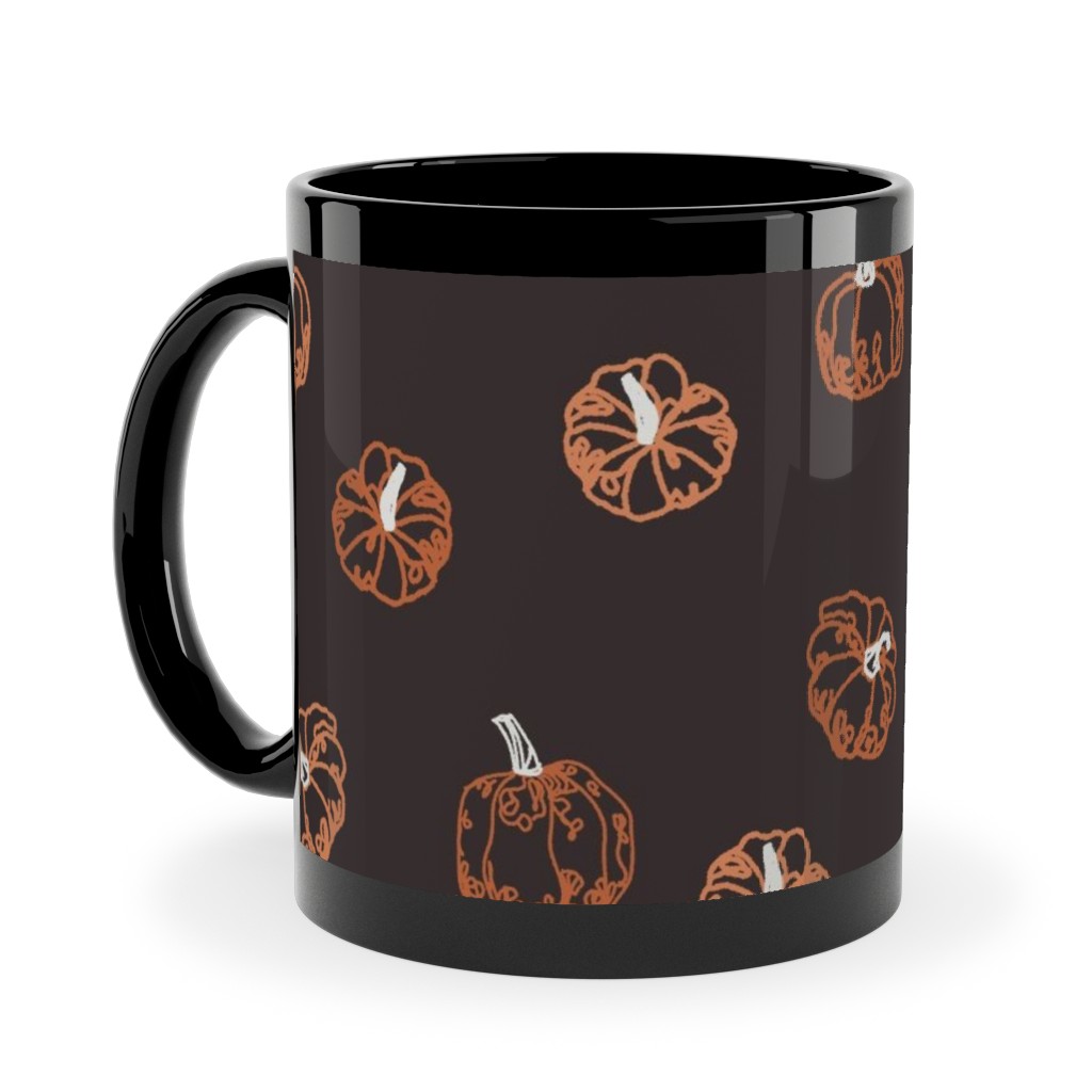 Pumpkins Ceramic Mug, Black,  , 11oz, Brown