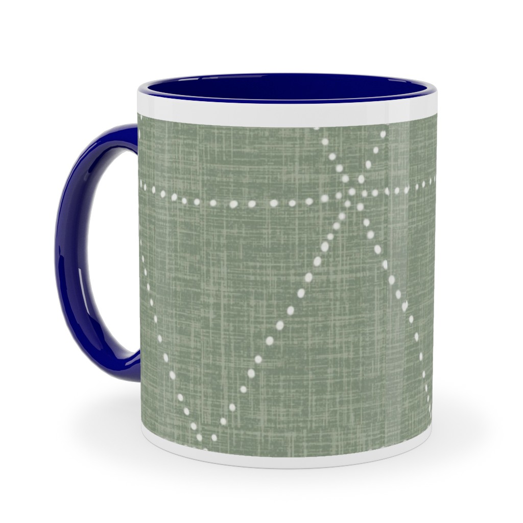 Boho Triangles - Sage Ceramic Mug, Blue,  , 11oz, Green