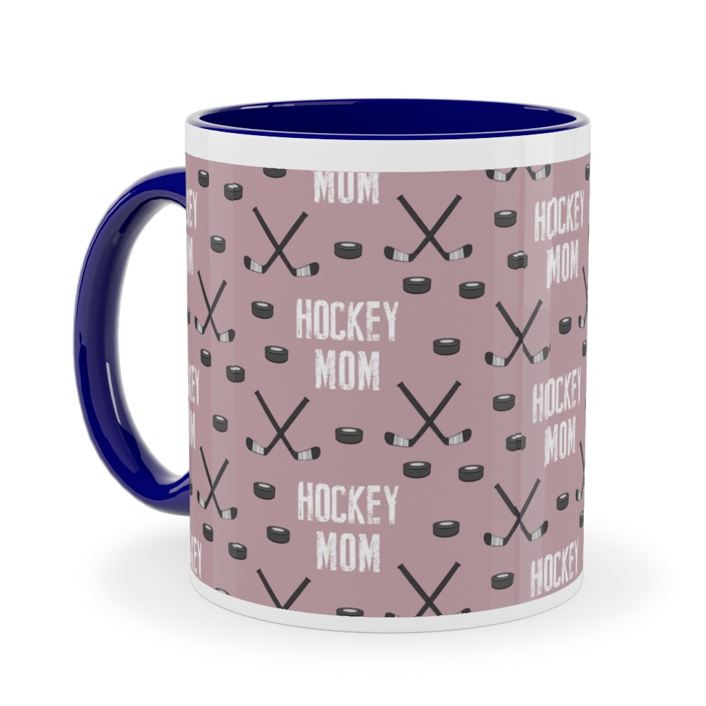 Hockey Mom - Mauve Ceramic Mug, Blue,  , 11oz, Pink
