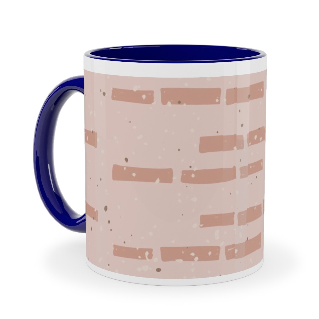 Boho Tribal Dashed Geometric - Pink Ceramic Mug, Blue,  , 11oz, Pink