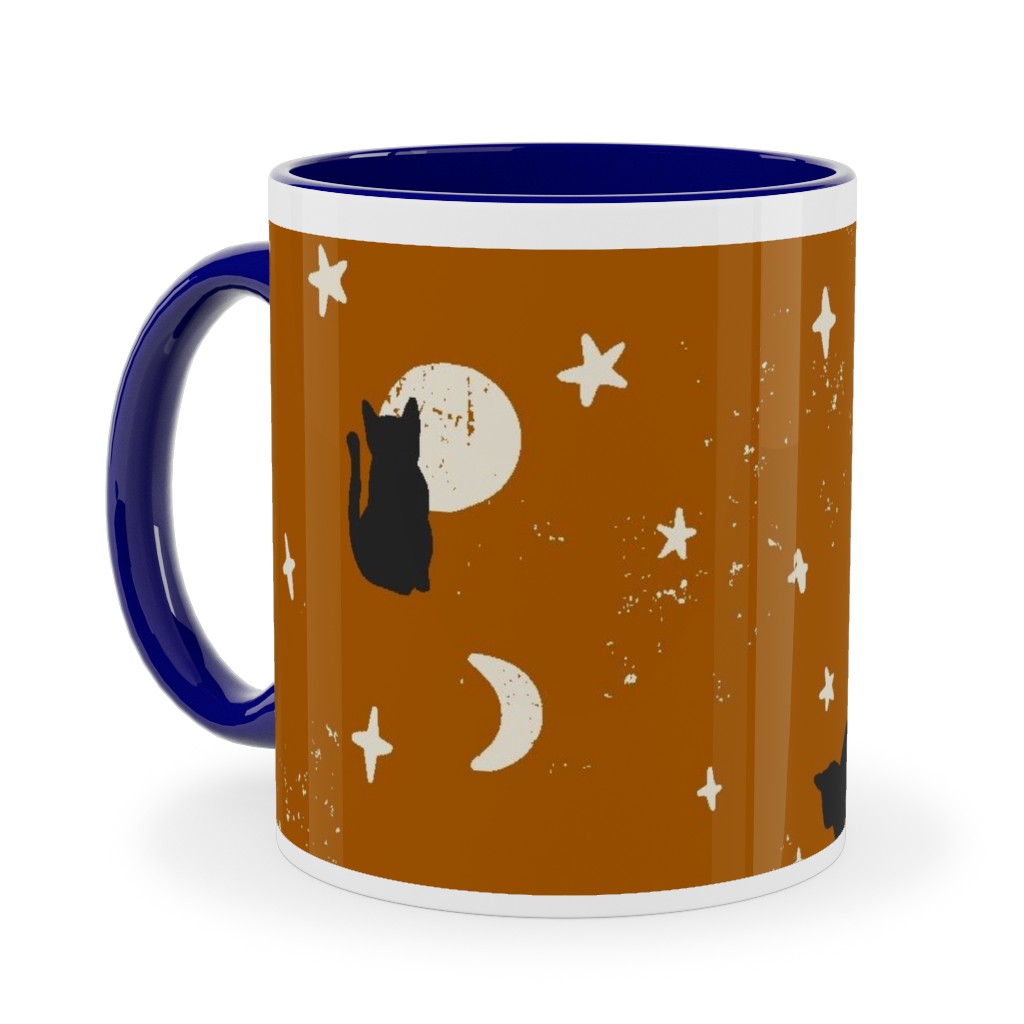 Black Cats - Burnt Orange Ceramic Mug, Blue, , 11oz, Orange, Orange