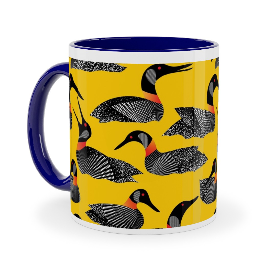 Common Loon of Canada - Yellow Ceramic Mug, Blue, , 11oz, Yellow, Classic Yellow