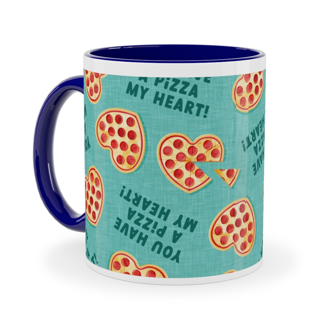 You Have a Pizza My Heart Ceramic Mug, Blue, , 11oz, Green, Catalina