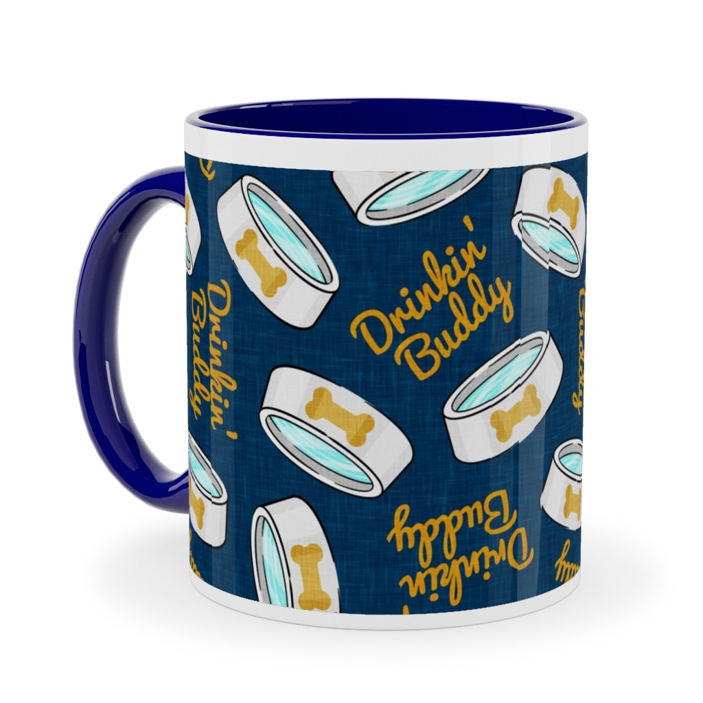 Drinkin' Buddy - Dog - Blue Ceramic Mug, Blue, , 11oz, Blue, True Blue