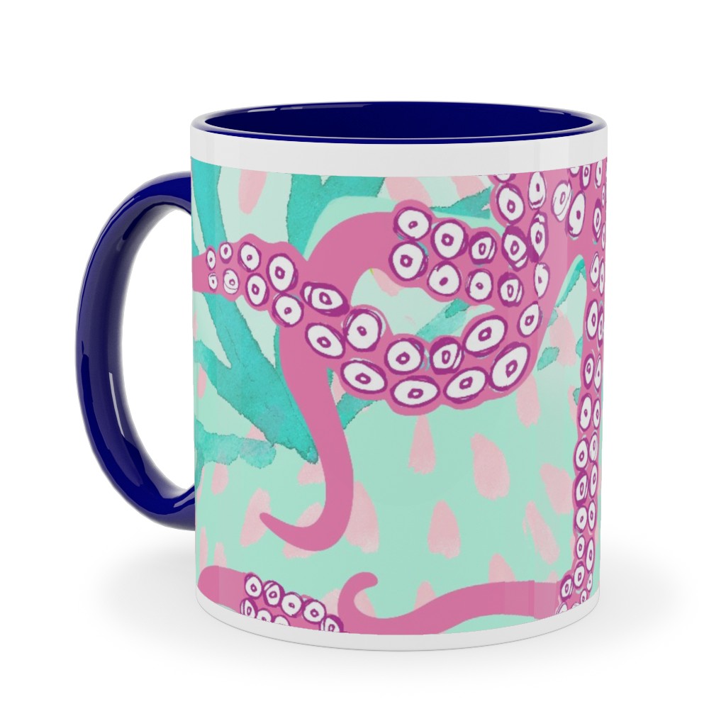 Oceana - Pink and Teal Ceramic Mug, Blue, , 11oz, Multicolor
