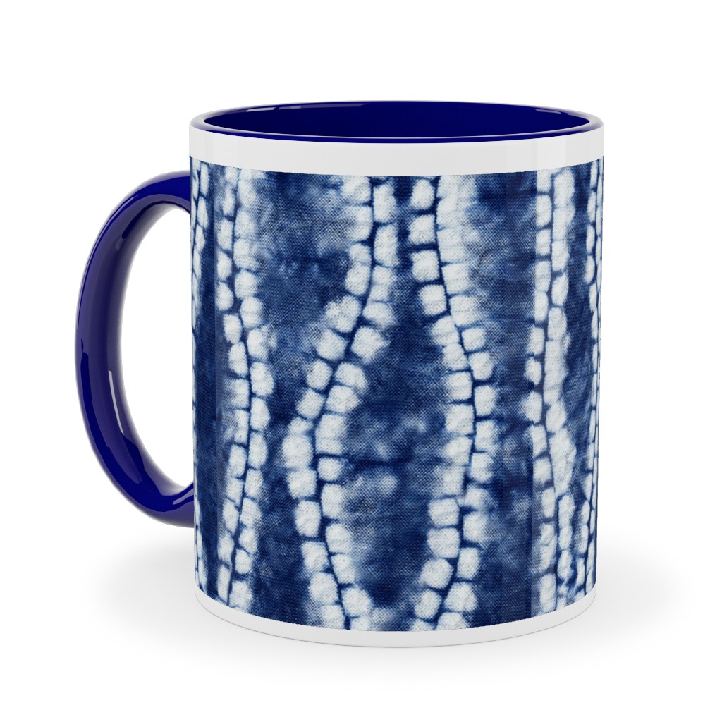 Shibori Ripples - Blue Ceramic Mug, Blue,  , 11oz, Blue
