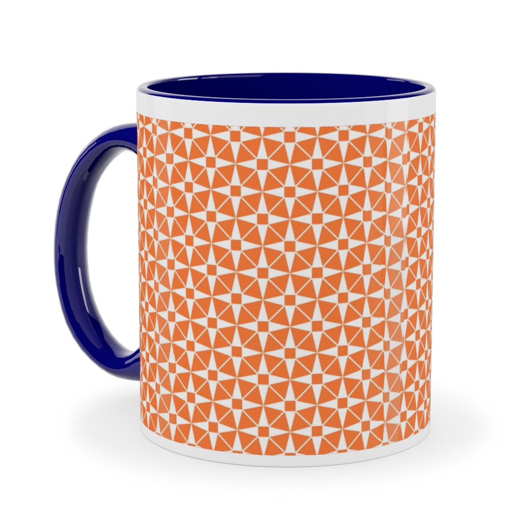 Starburst Geometric - Orange Ceramic Mug, Blue, , 11oz, Orange, Orange