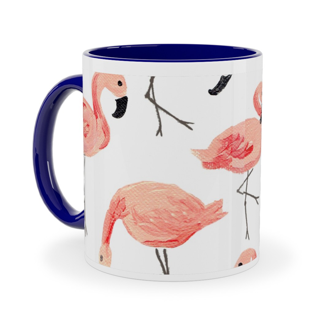 Flamingo Party - Pink Ceramic Mug, Blue, , 11oz, Pink, Bright Pink