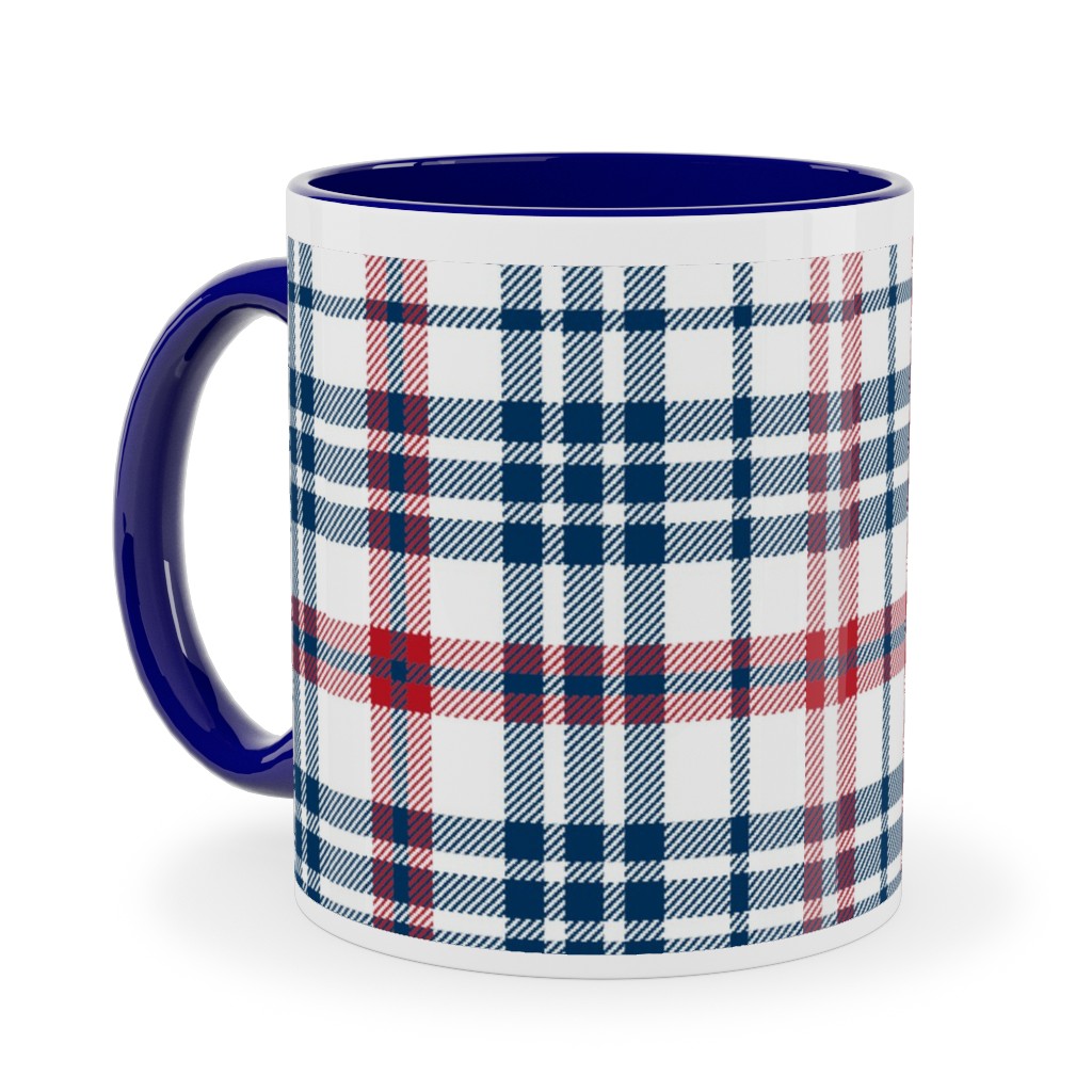 American Plaid - Blue and Red Ceramic Mug, Blue,  , 11oz, Multicolor