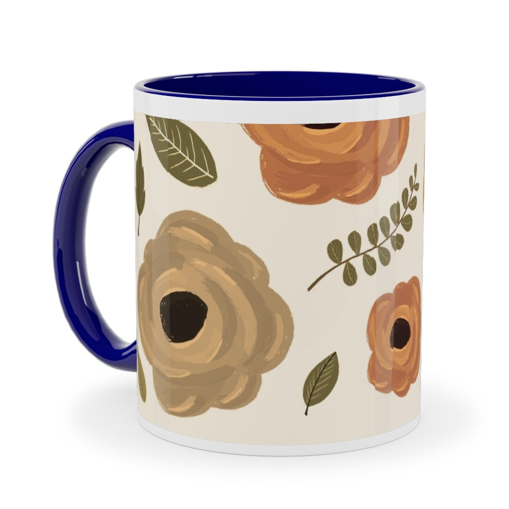 Fall Flowers - Light Ceramic Mug, Blue, , 11oz, Multicolor