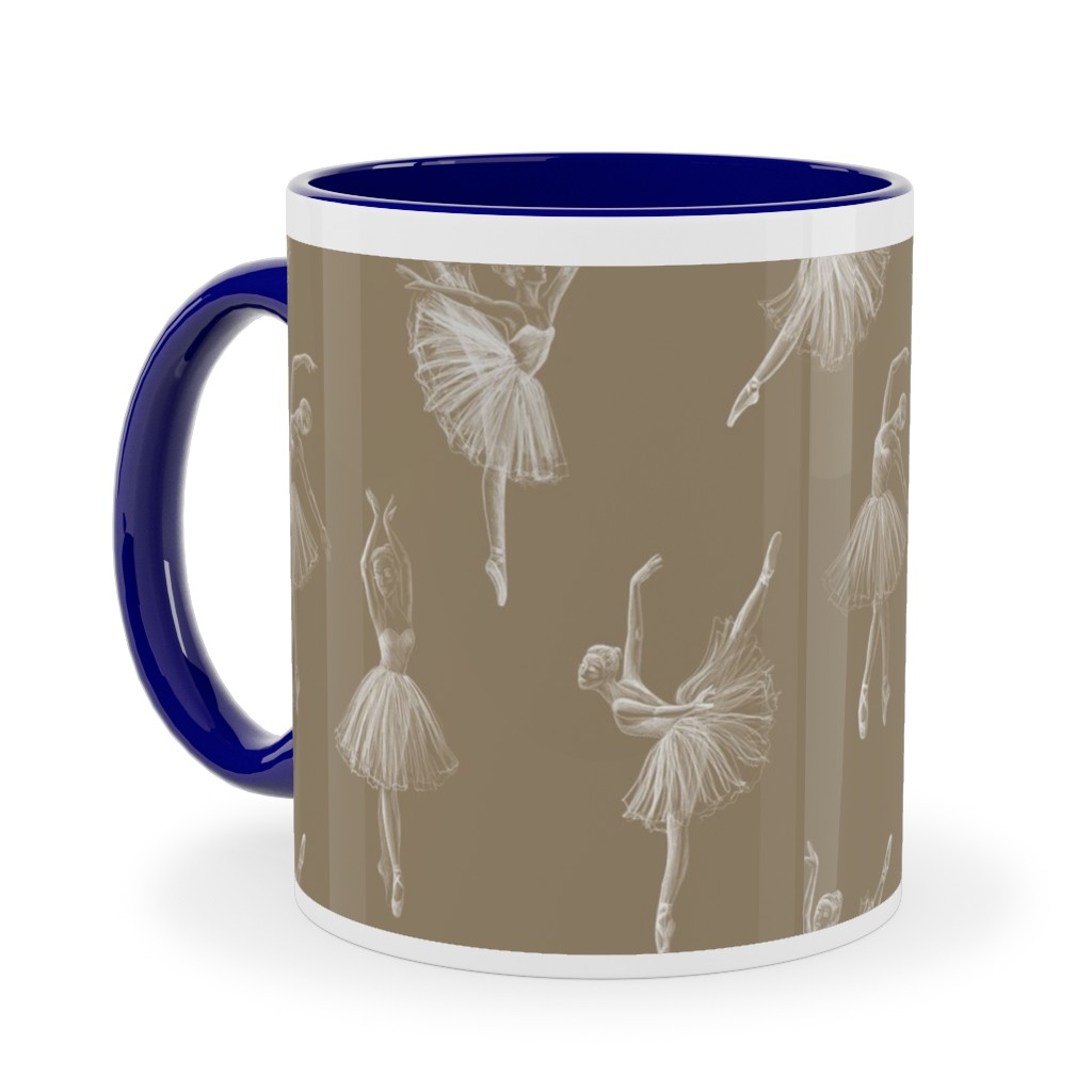 Ballerinas Ceramic Mug, Blue, , 11oz, Brown, Morning Latte