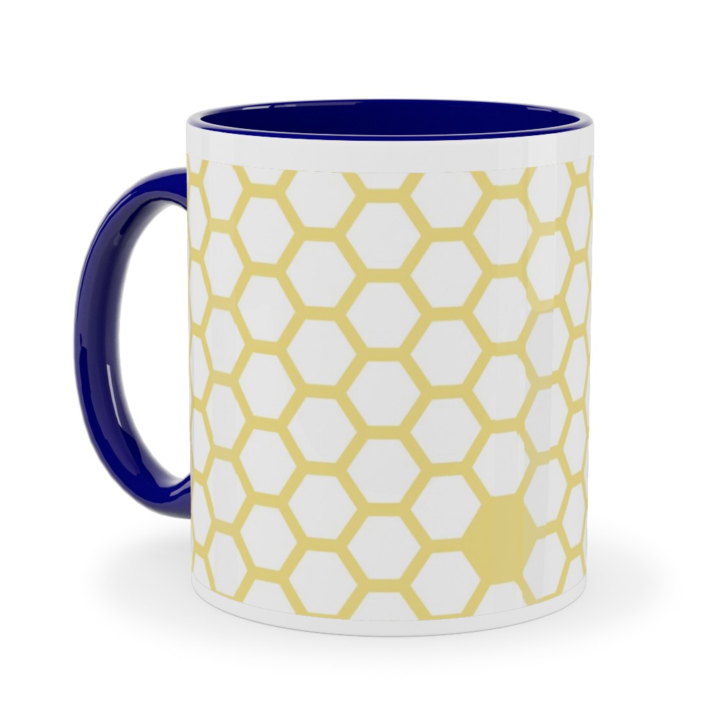 Honeycomb - Sugared Spring - Yellow Ceramic Mug, Blue,  , 11oz, Yellow