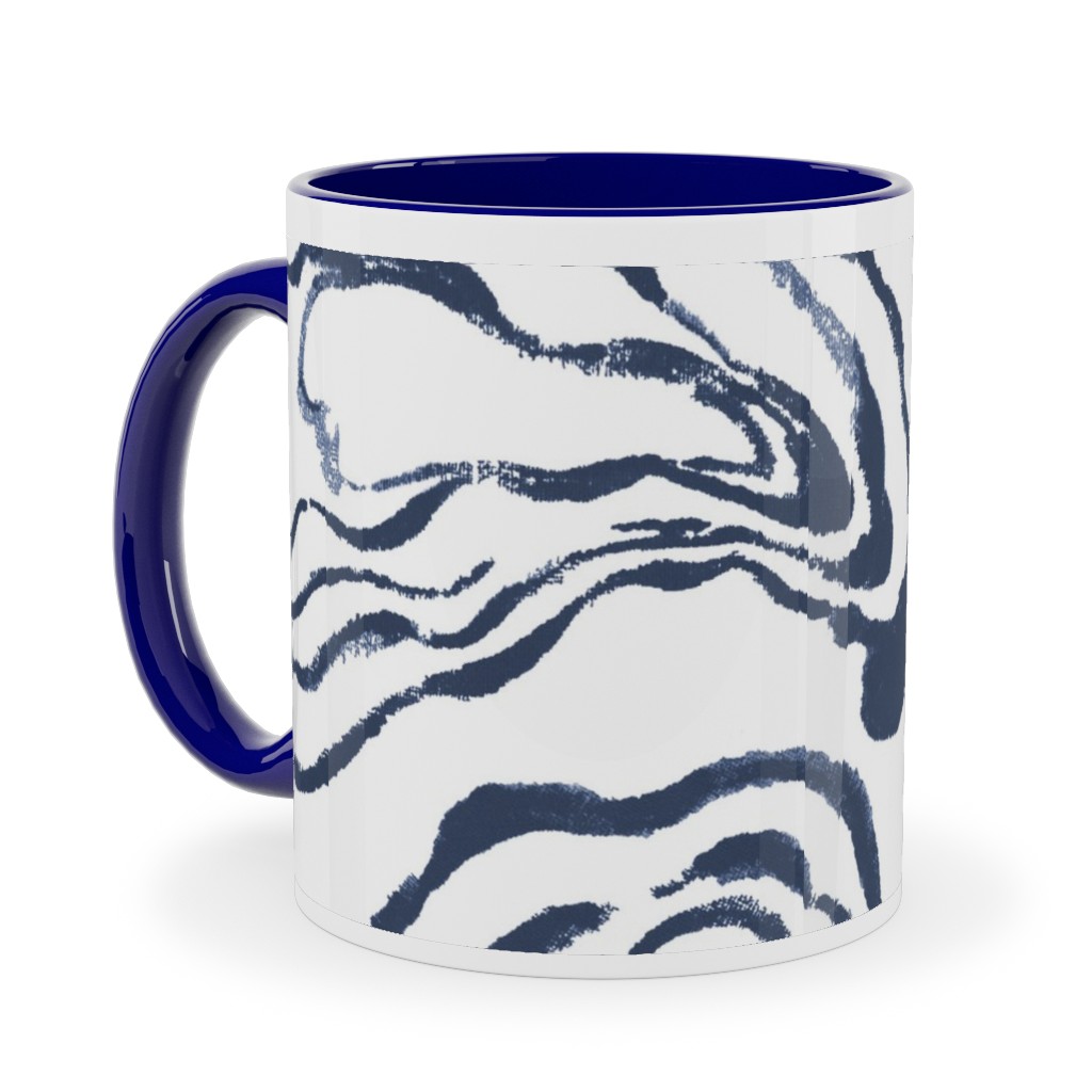 Oysters Paisley - Navy Ceramic Mug, Blue,  , 11oz, Blue