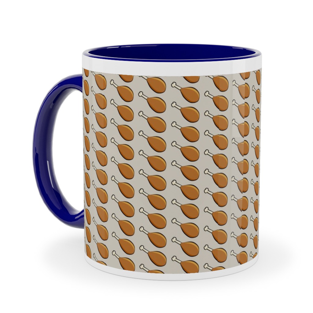 Turkey Legs - Beige Ceramic Mug, Blue, , 11oz, Beige, Pearl