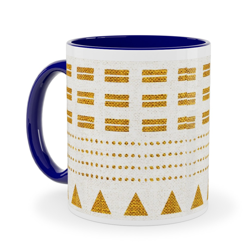 North Boho Stripe - Yellow Ceramic Mug, Blue, , 11oz, Yellow, Classic Yellow