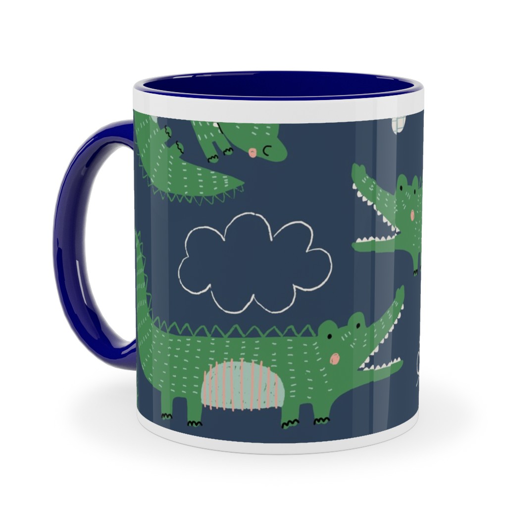 Cute Alligators - Green Ceramic Mug, Blue, , 11oz, Green, Classic Green