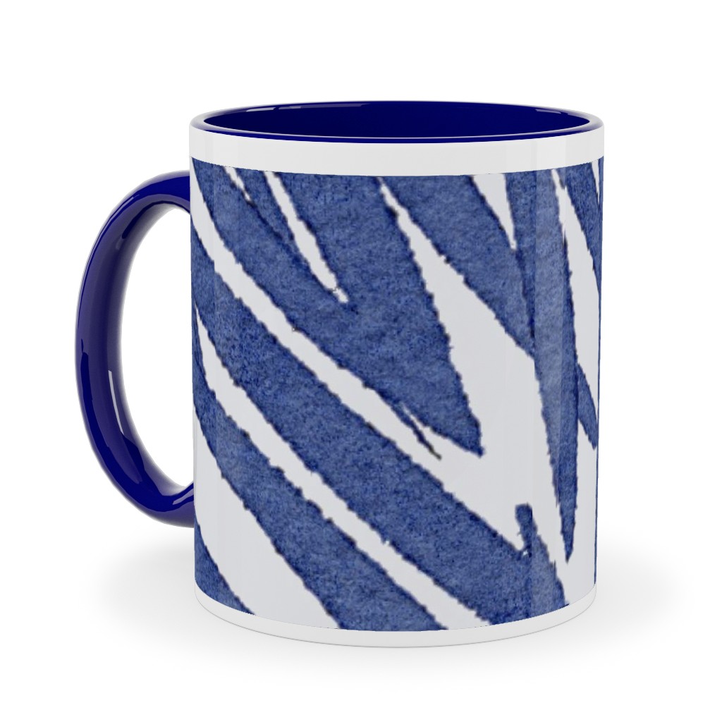 Watercolor Fronds - Cobalt Ceramic Mug, Blue,  , 11oz, Blue