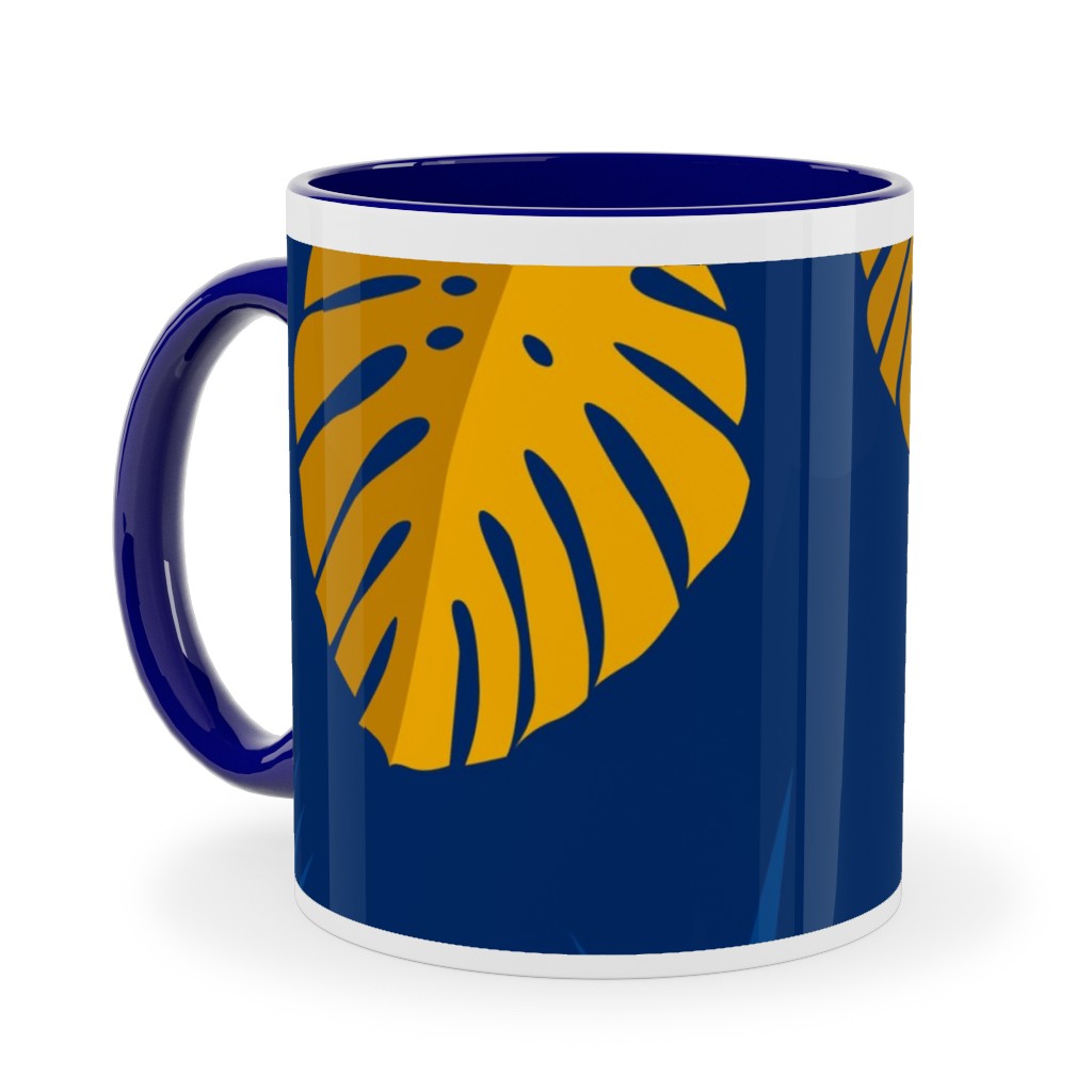 Blue Photo Mugs Tropical Leaves  Blue Ceramic Mug Blue 11oz Blue True Blue