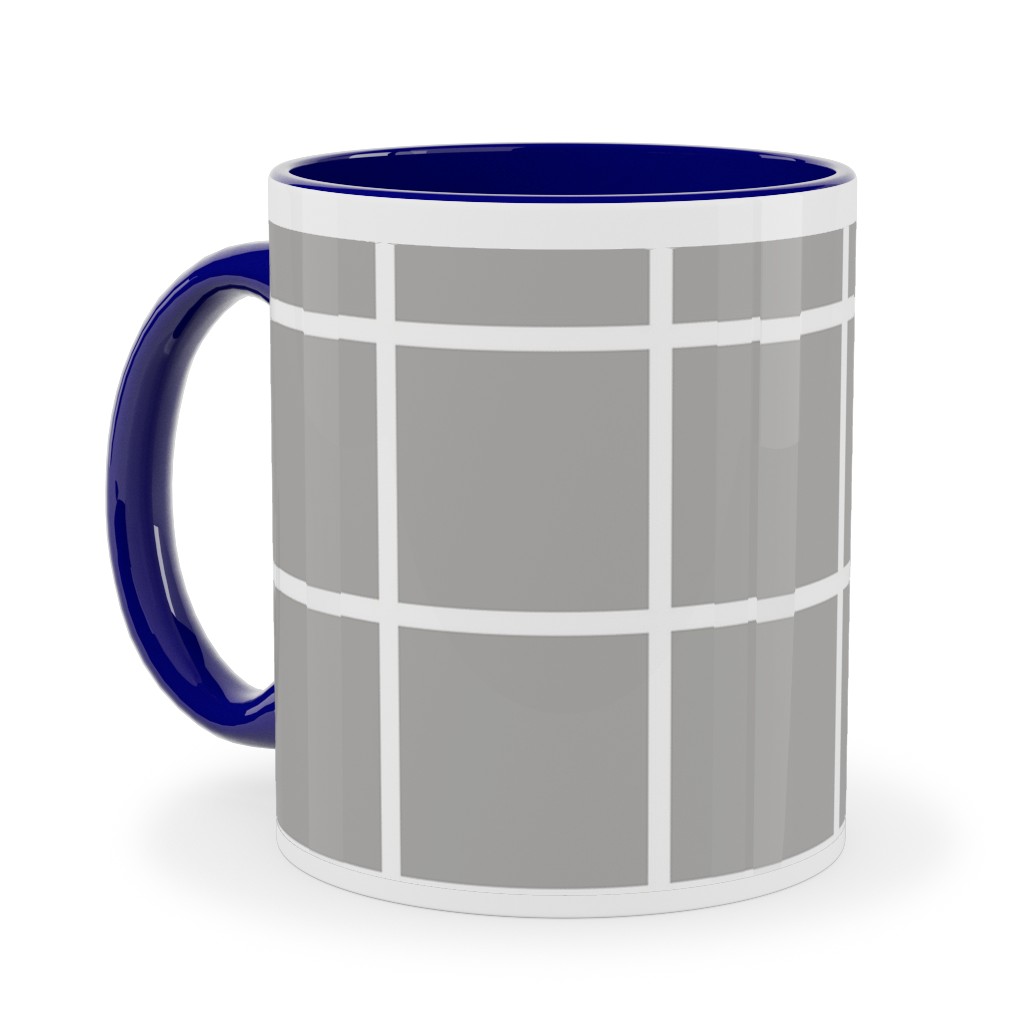 Window Pane Ceramic Mug, Blue, , 11oz, Gray, Stone