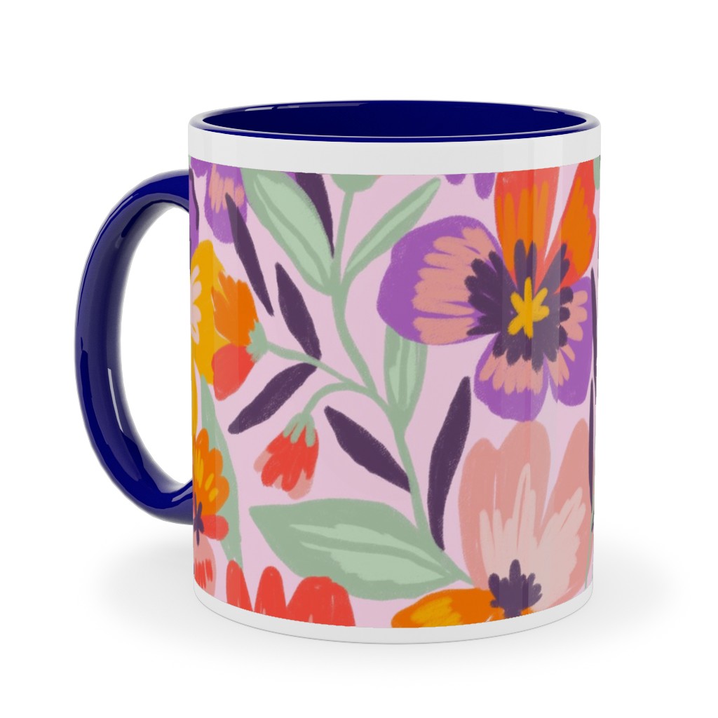Pansies Ceramic Mug, Blue,  , 11oz, Multicolor