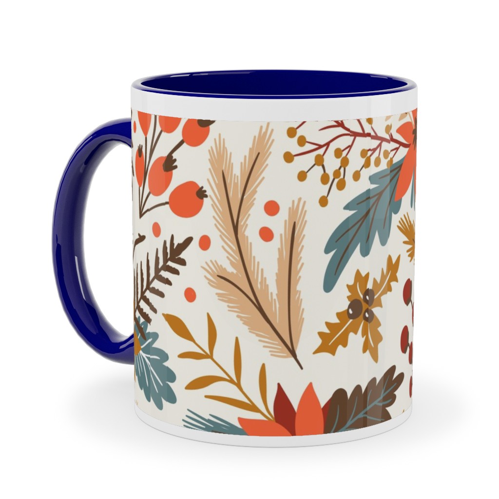 Christmas Flowers - Multi Ceramic Mug, Blue, , 11oz, Multicolor