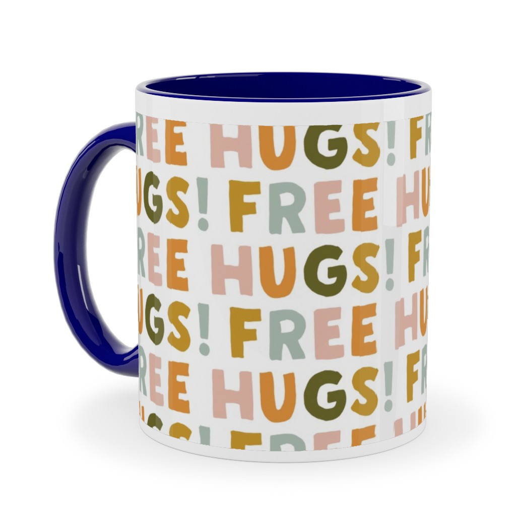 Free Hugs! - Multi Warm Ceramic Mug, Blue, , 11oz, Multicolor