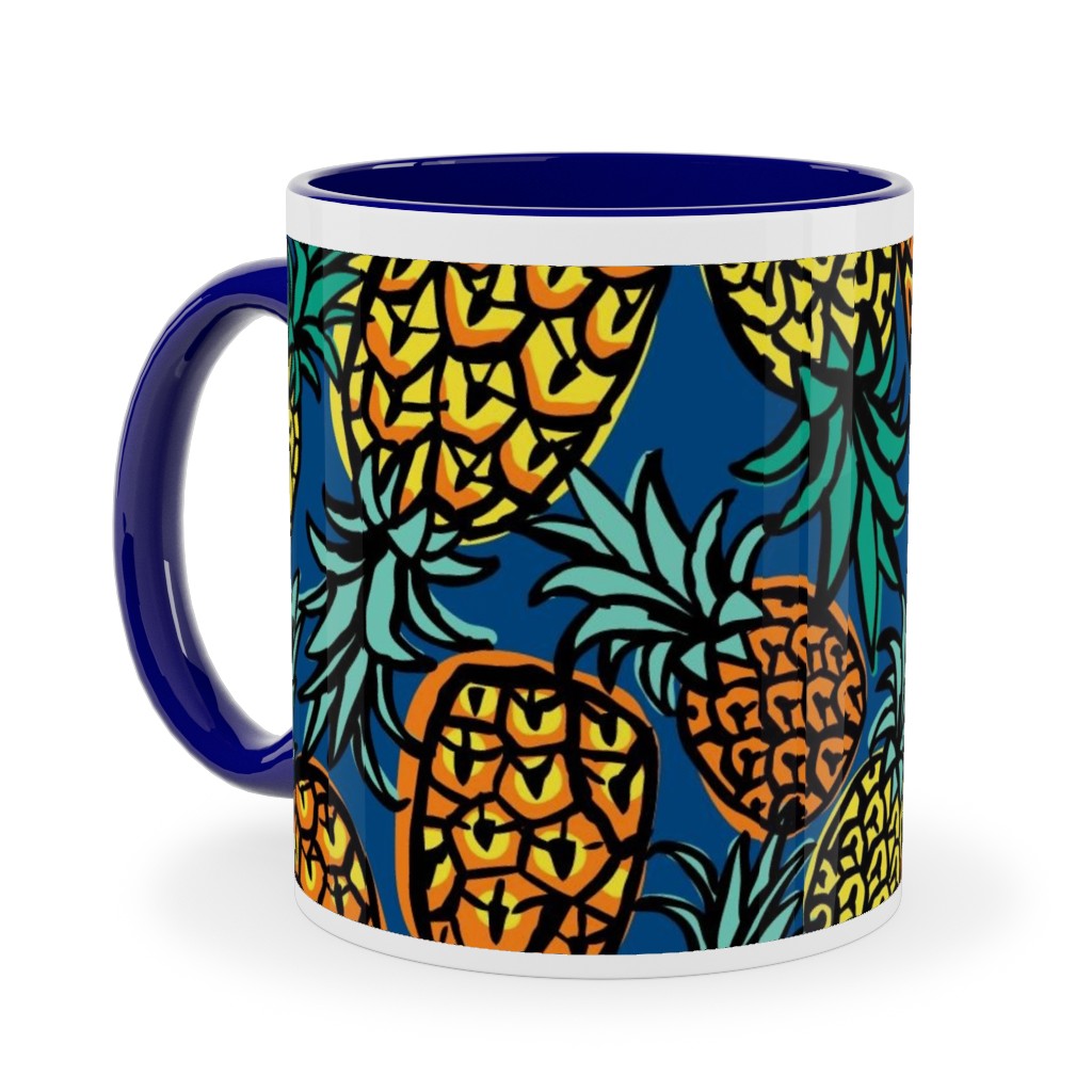 Tropical Pineapple - Blue Ceramic Mug, Blue, , 11oz, Blue, True Blue