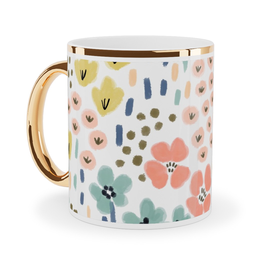 Pink And Gold Floral Mugs