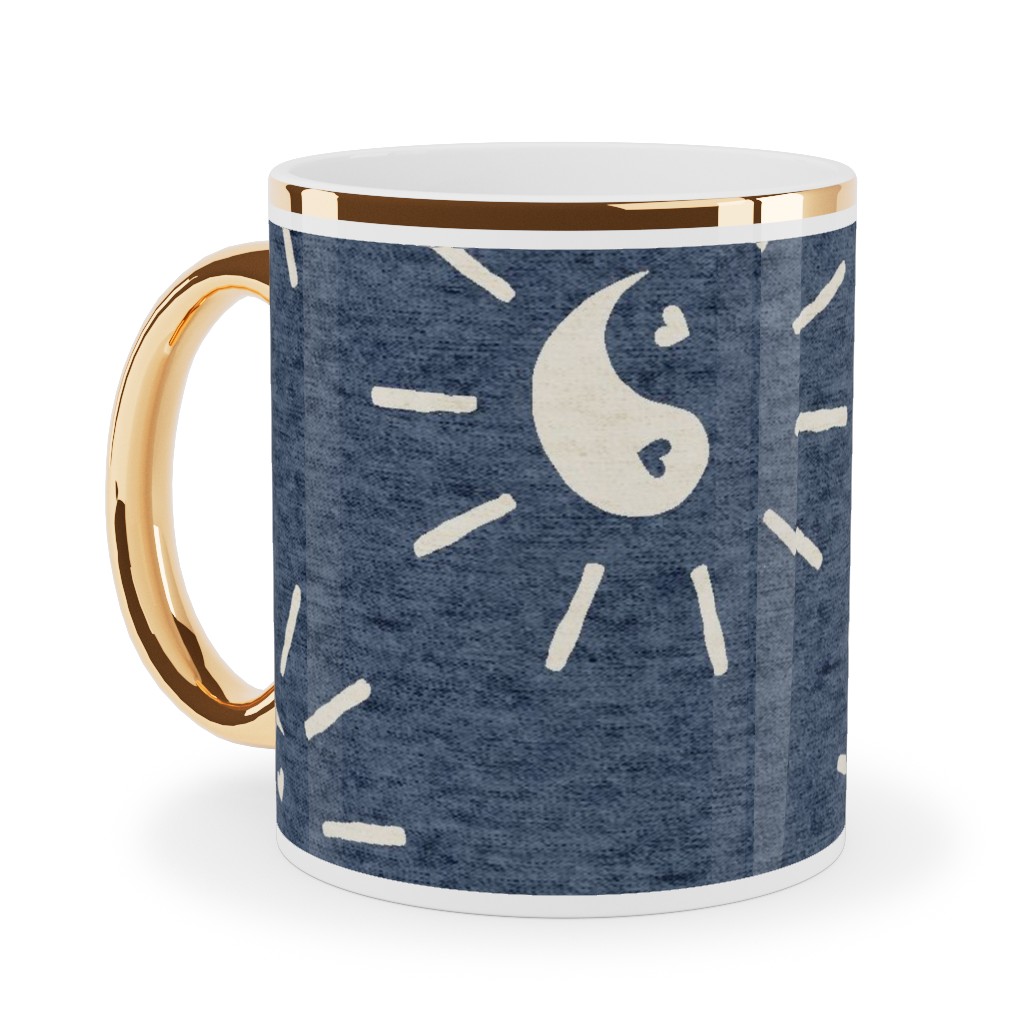 Cool Vibes Ceramic Mug, Gold Handle,  , 11oz, Blue