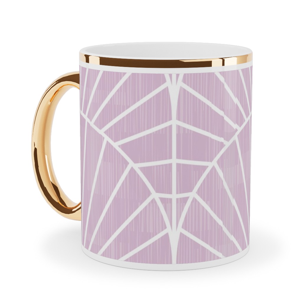 Art Deco Fields - Lavender Ceramic Mug, Gold Handle, , 11oz, Purple, Purple