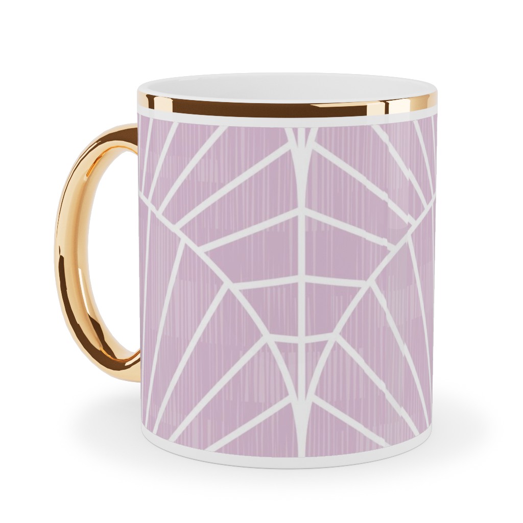 Art Deco Fields - Lavender Ceramic Mug, Gold Handle,  , 11oz, Purple