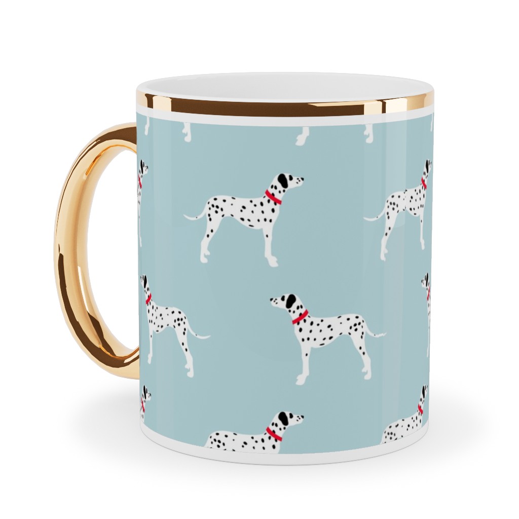 Dalmatians - Dogs - Blue Ceramic Mug, Gold Handle, , 11oz, Blue, True Blue