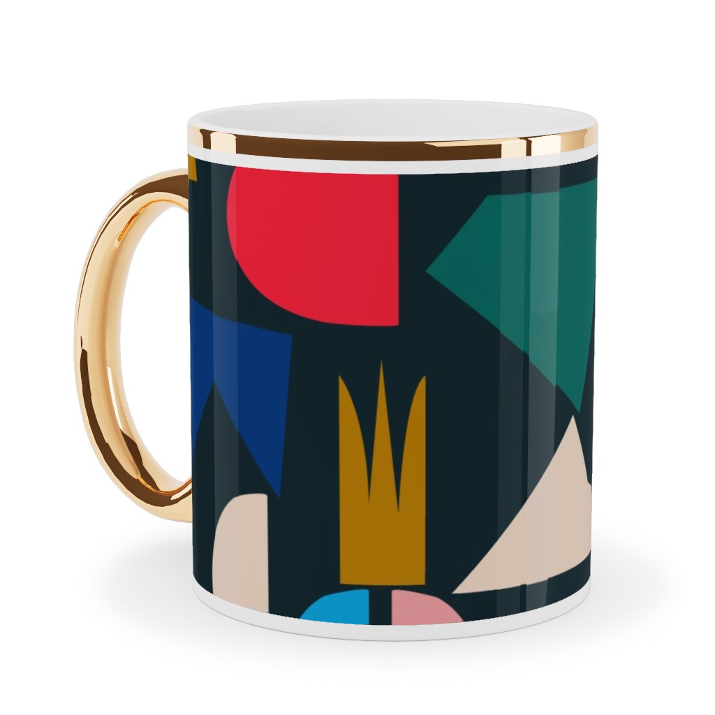 Shape of Things - Multi Ceramic Mug, Gold Handle, , 11oz, Multicolor