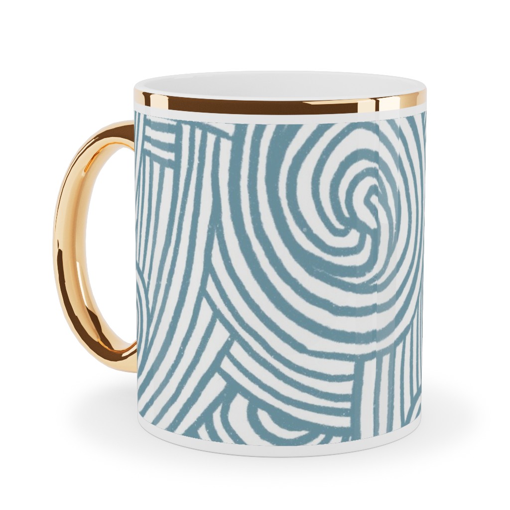 Kahuna Ceramic Mug, Gold Handle, , 11oz, Blue, True Blue