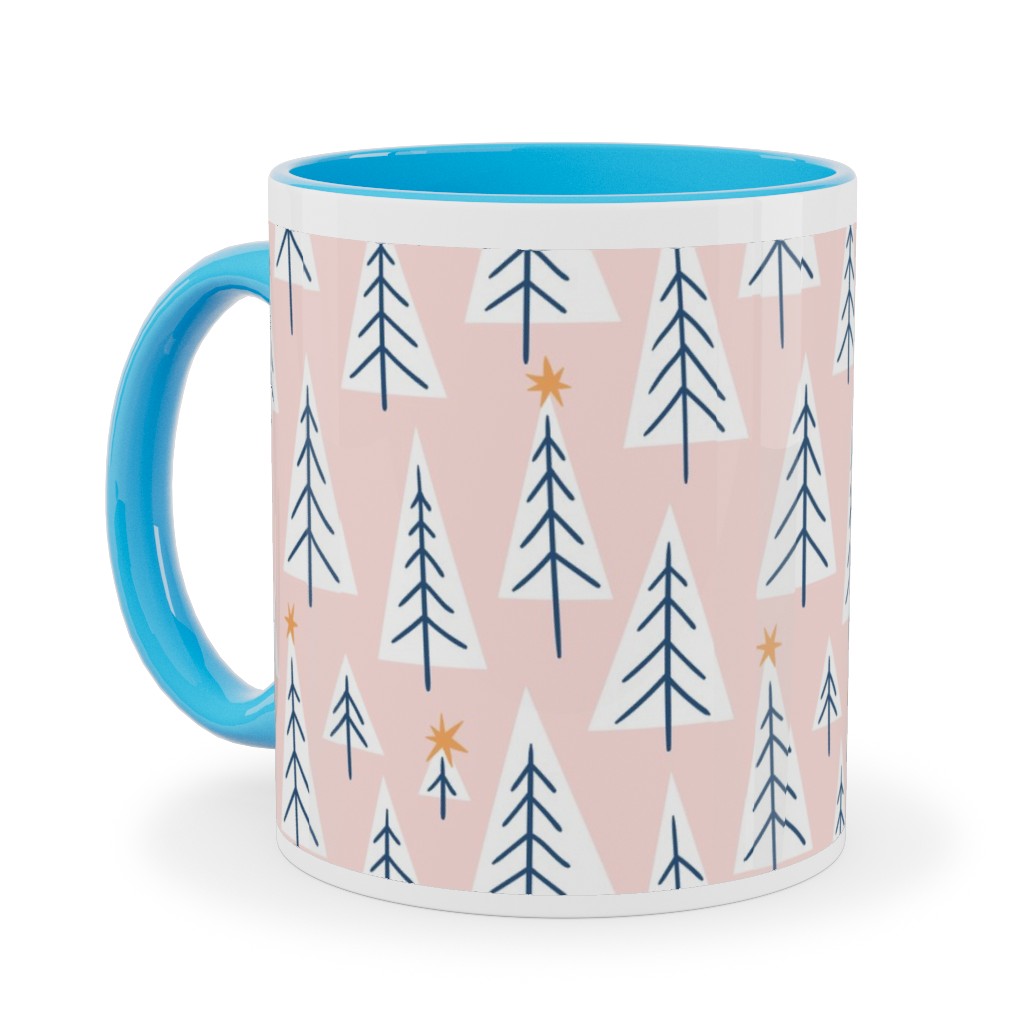 Christmas Forest - Pink Ceramic Mug, Light Blue,  , 11oz, Pink