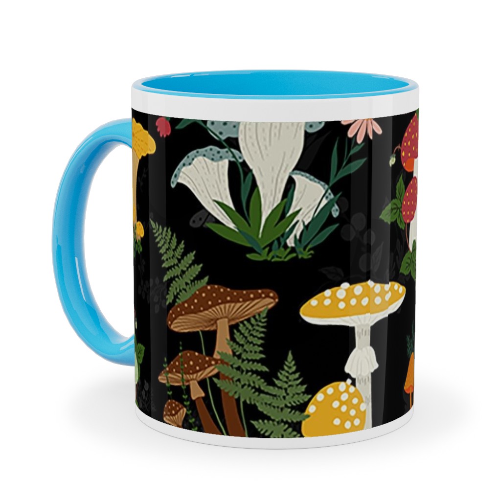 Mushroom Garden - Multi Ceramic Mug, Light Blue,  , 11oz, Multicolor