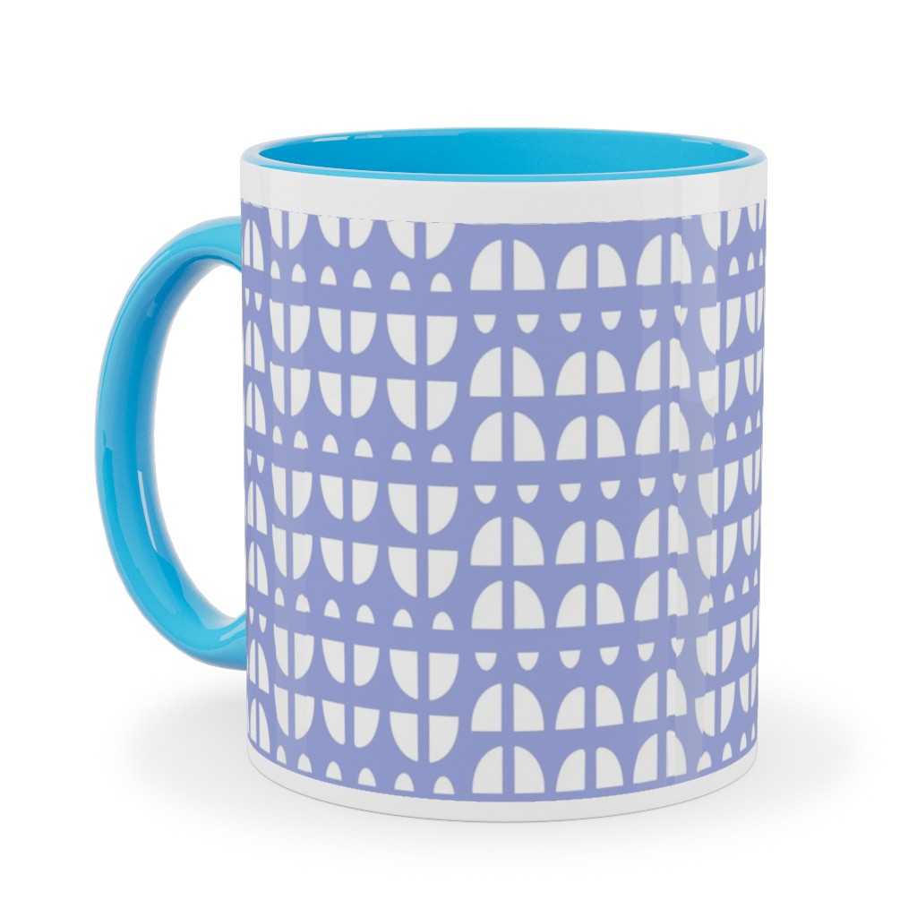 Geometric - Blue Ceramic Mug, Light Blue, , 11oz, Blue, True Blue