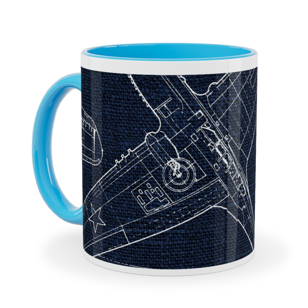 Airplanes - White and Blue Ceramic Mug, Light Blue, , 11oz, Blue, True Blue