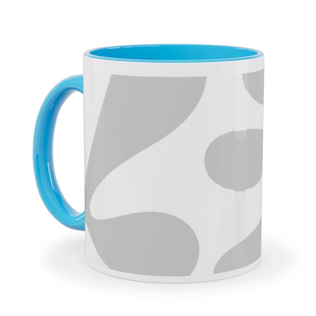 Block Print Texture Ceramic Mug, Light Blue, , 11oz, Gray, Silver