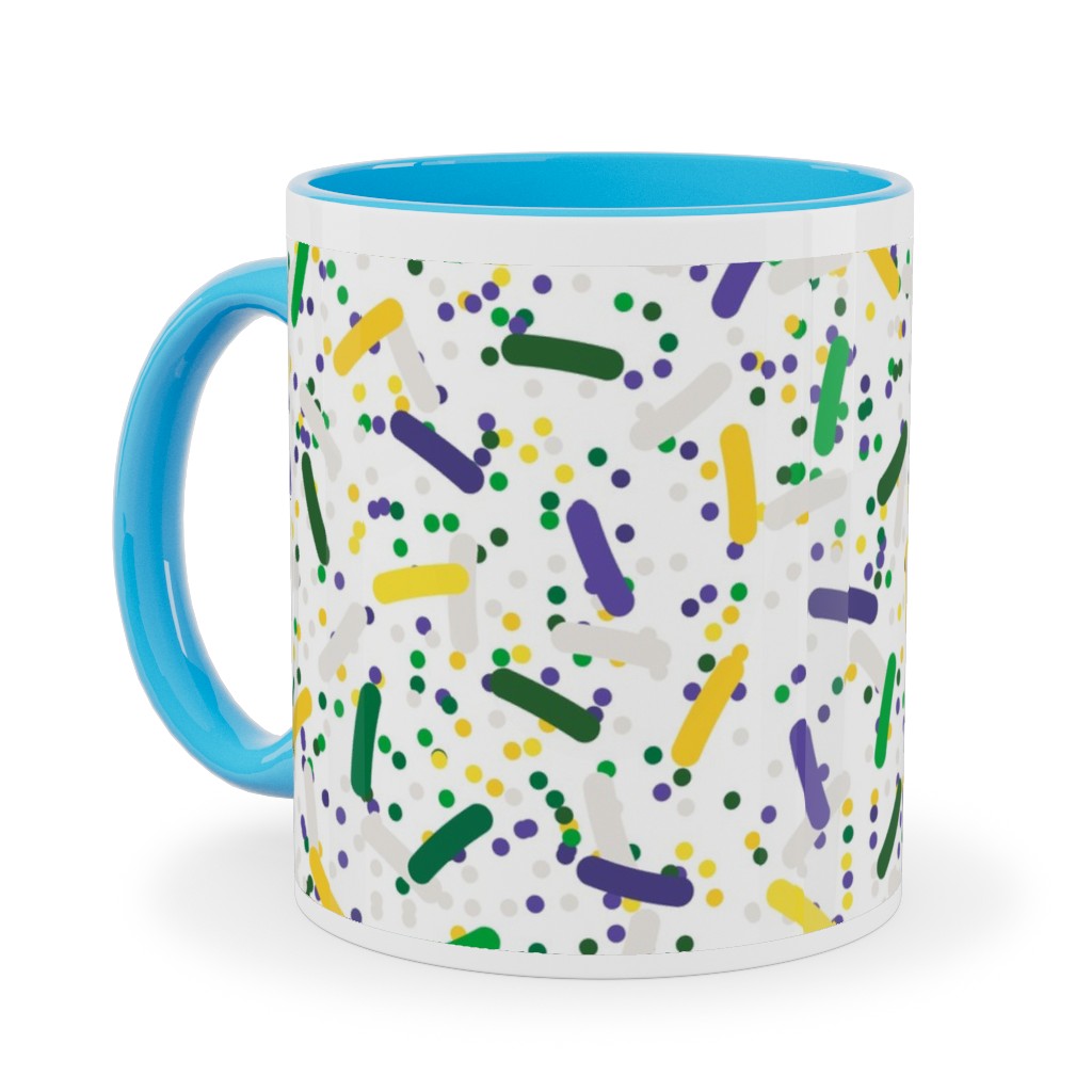 Rainbow Sprinkles Ceramic Mug, Light Blue, , 11oz, Multicolor, White