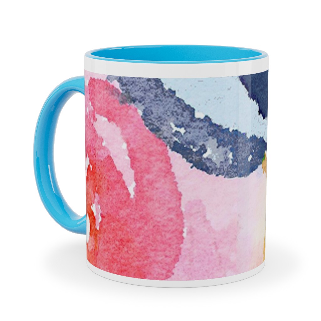 Spring Dreams - Watercolor Floral - Multi Ceramic Mug, Light Blue,  , 11oz, Multicolor
